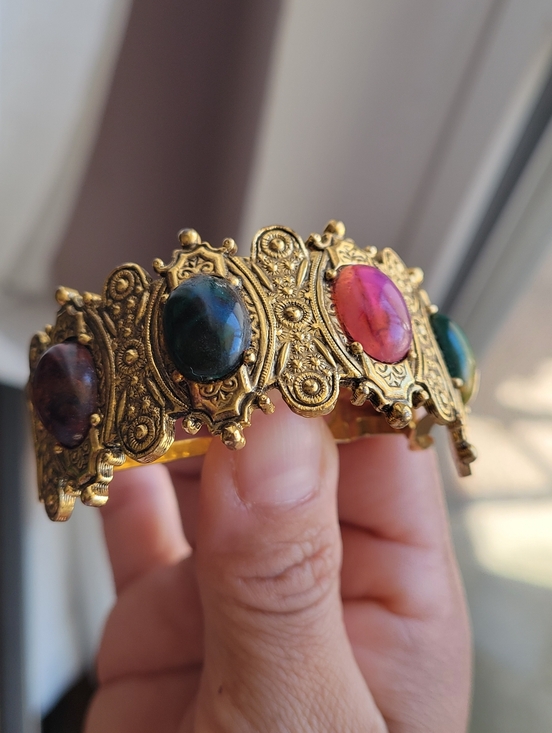 Accessories - Vintage Style Gold Tone Cabochon Stones Hair Clip Metal Victorian Look